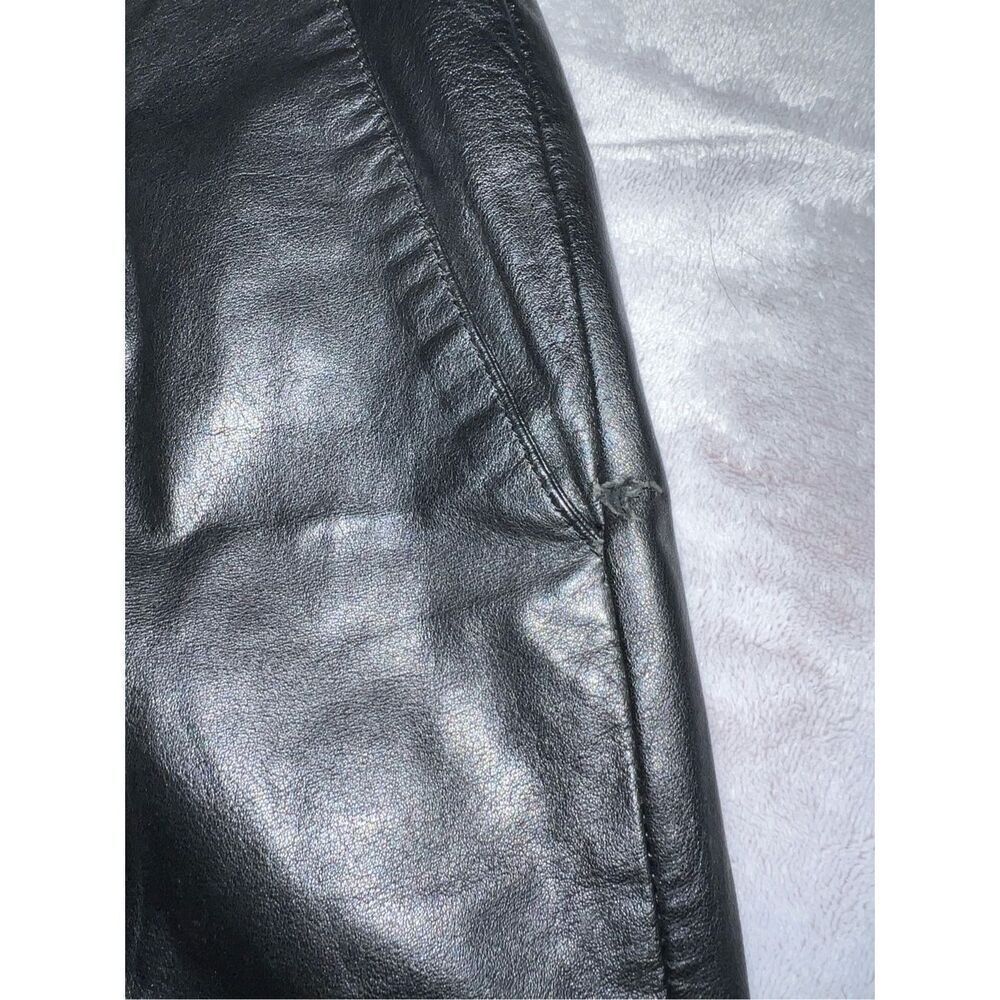 Women’s Vintage Black Leather Straight Leg Pants 31 - Picture 4 of 12